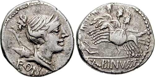 postumia roman coin denarius